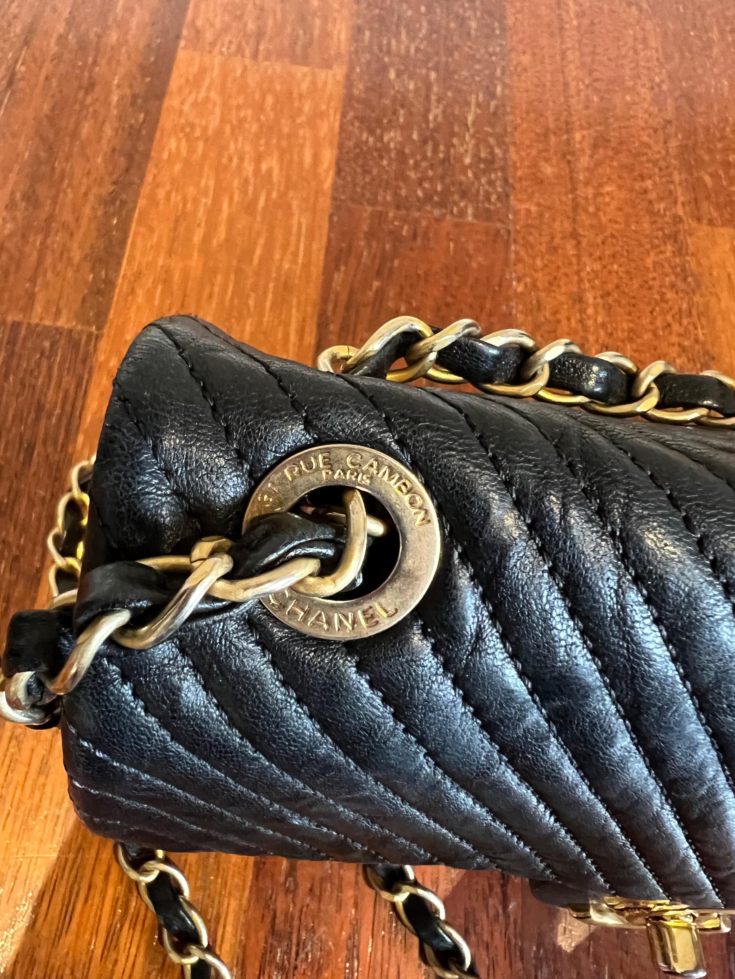 black lambskin leather chevron quilted small flap bag