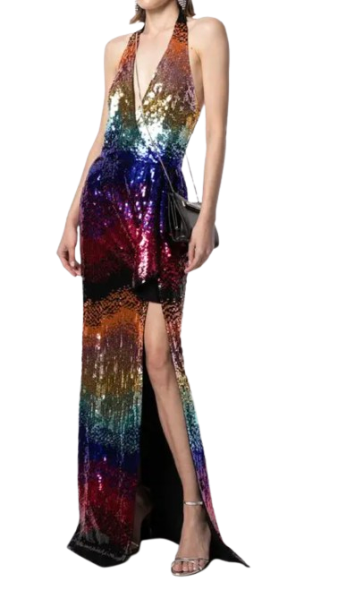 Zuhair Murad Gradient-Sequin Halterneck Gown