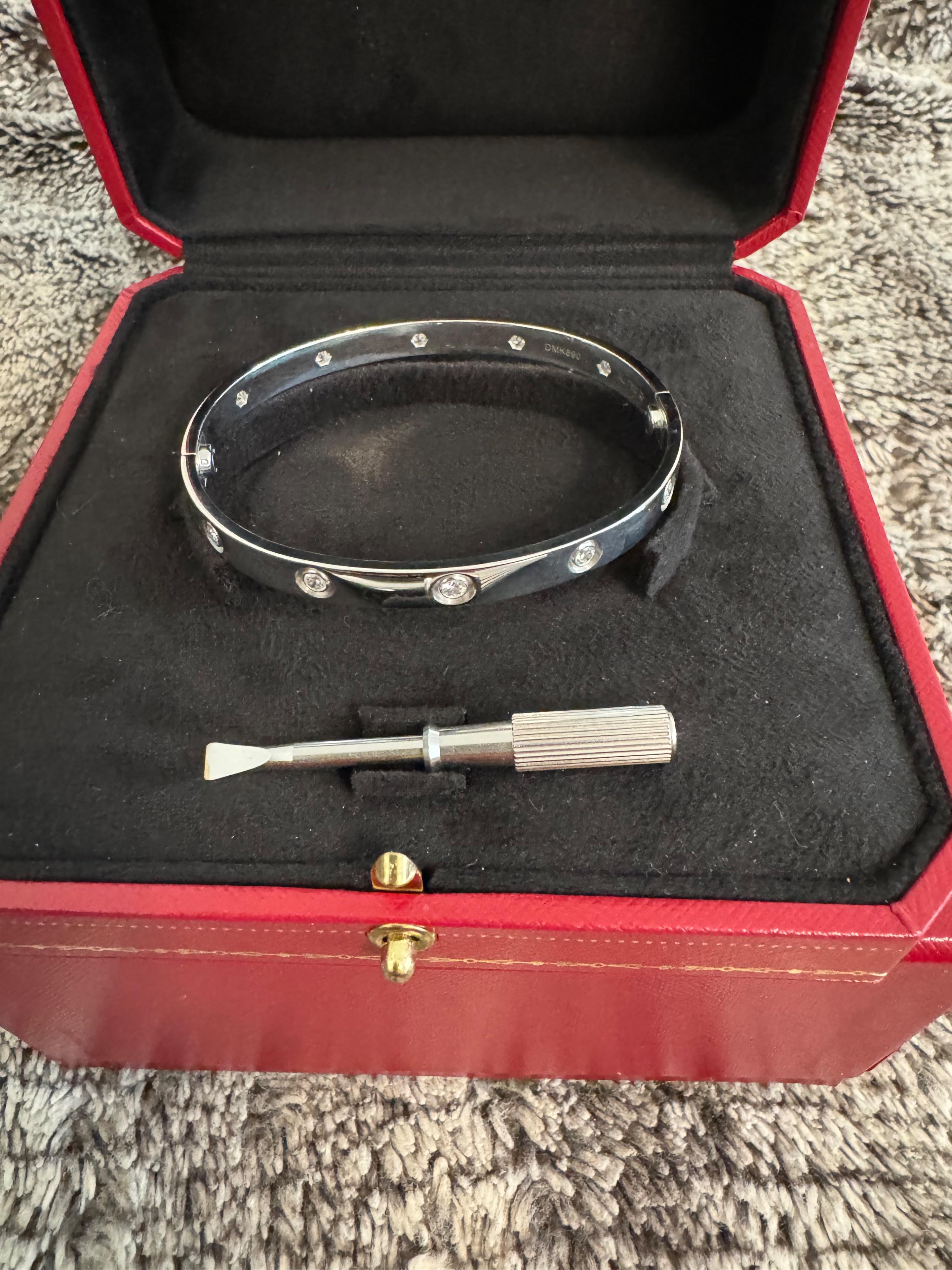 Cartier White Gold 10 Diamond Love Bangle