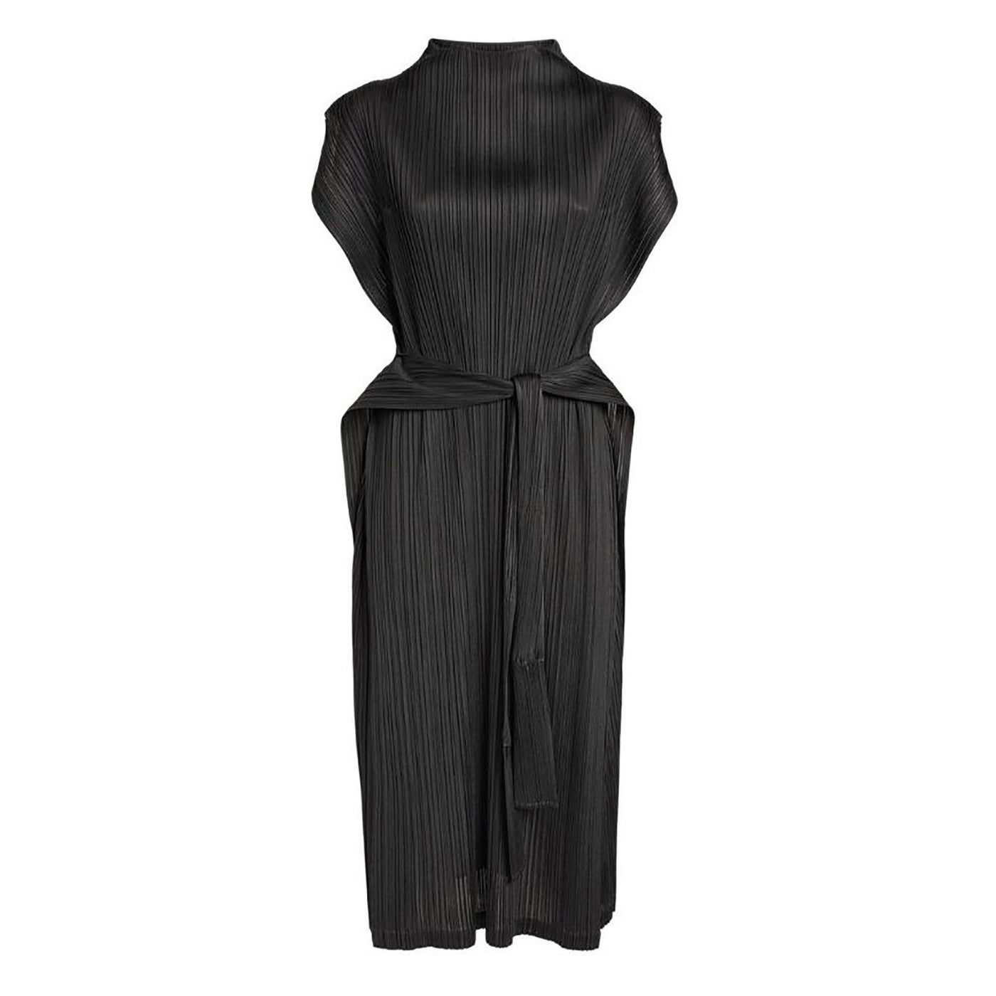 Black Pleats Please Confetti Bits Mock Neck dress
