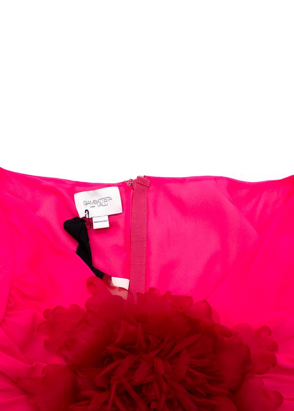 Giambattista Valli Pink Flower Embellishment Bouganville Silk Georgette Dress