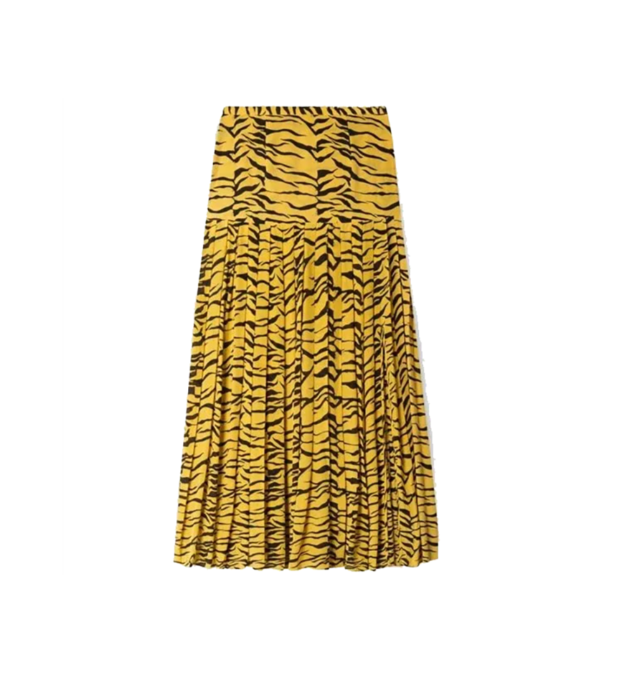Yellow Tiger Print Rose Skirt
