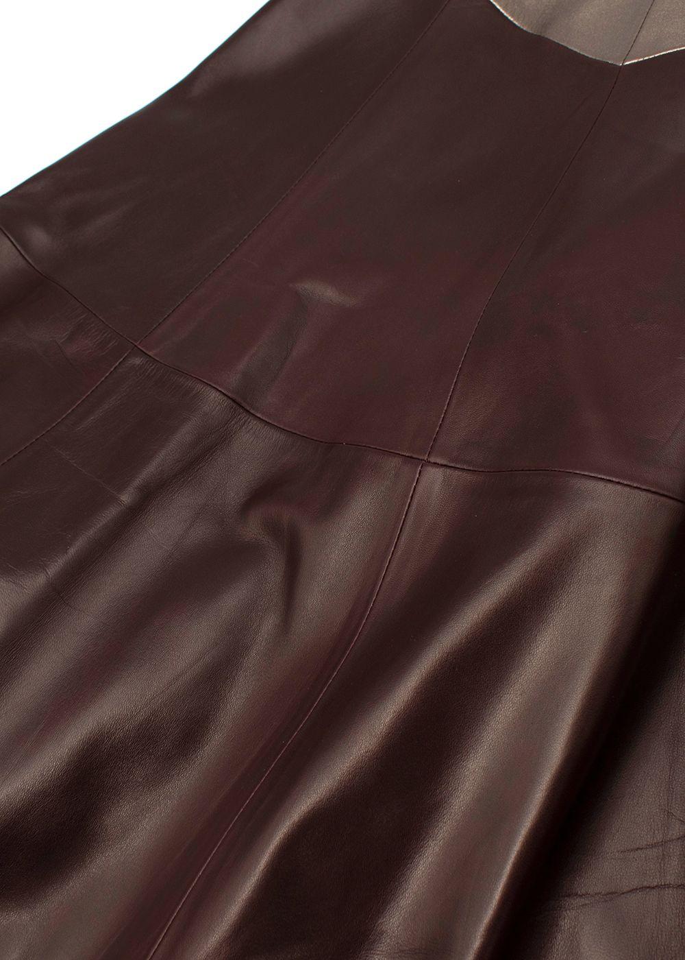 Alice Balas Burgundy Leather Button-Down A-Line Skirt