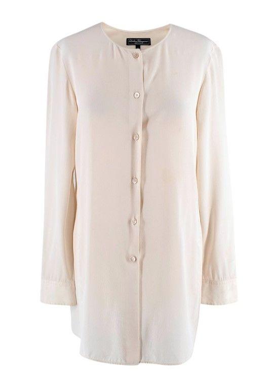 Cream Silk Longline Blouse