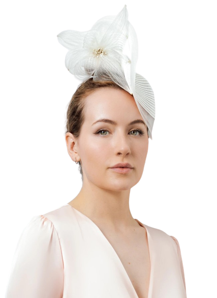 Maggie Mowbray White Floral Fascinator