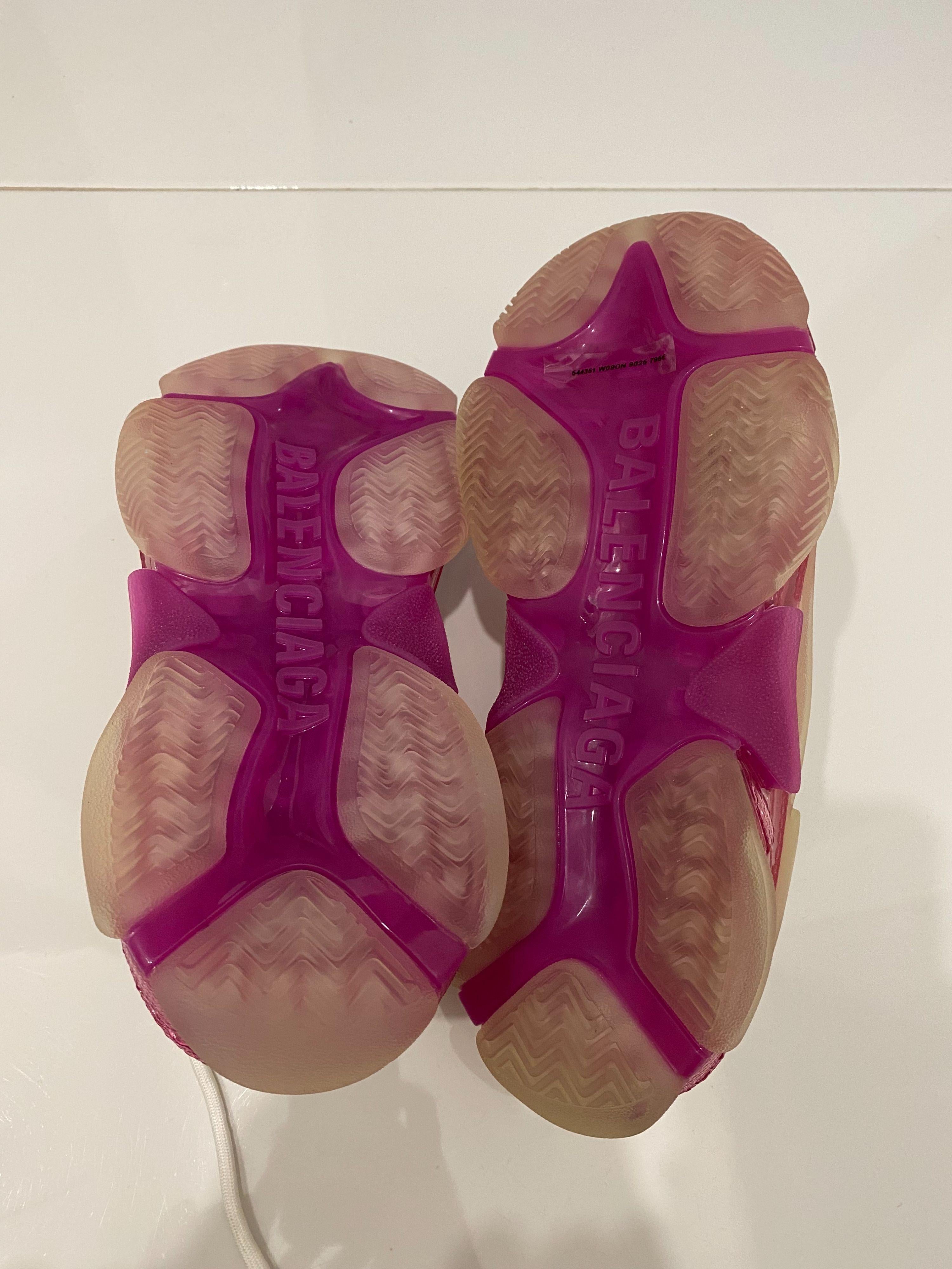 Balenciaga Pink and White Triple S Trainers