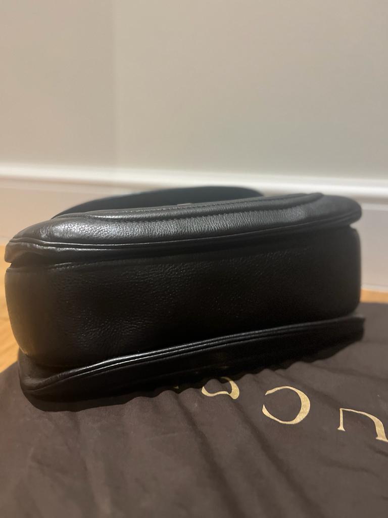 Black Leather Bamboo Top Handle Bag