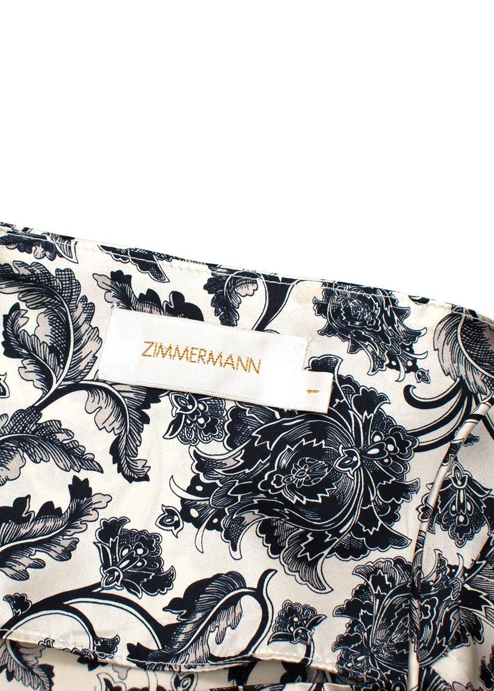 Zimmermann Black & ivory toile print silk-satin camisole & linen skirt