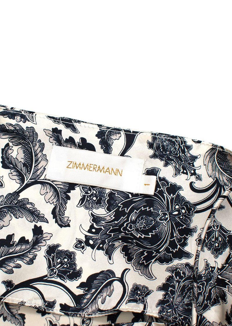 Zimmermann Black & ivory toile print silk-satin camisole & linen skirt