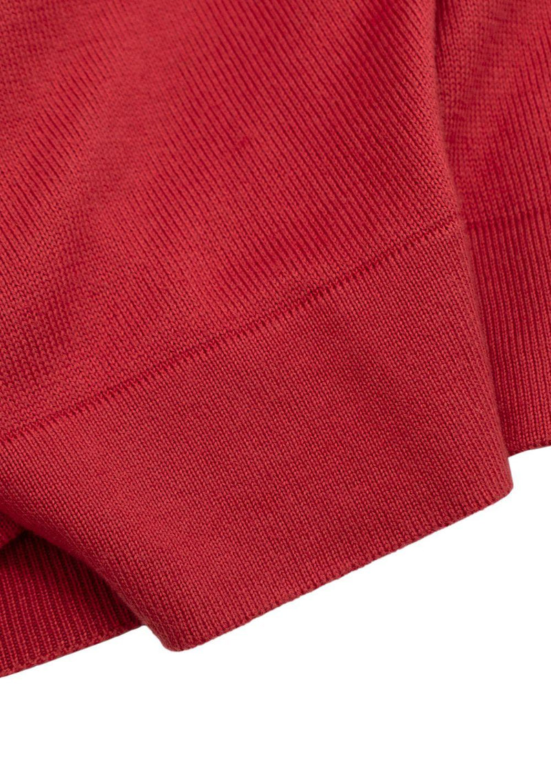 Loro Piana Red V Neck Long Sleeve Cotton Knit Jumper