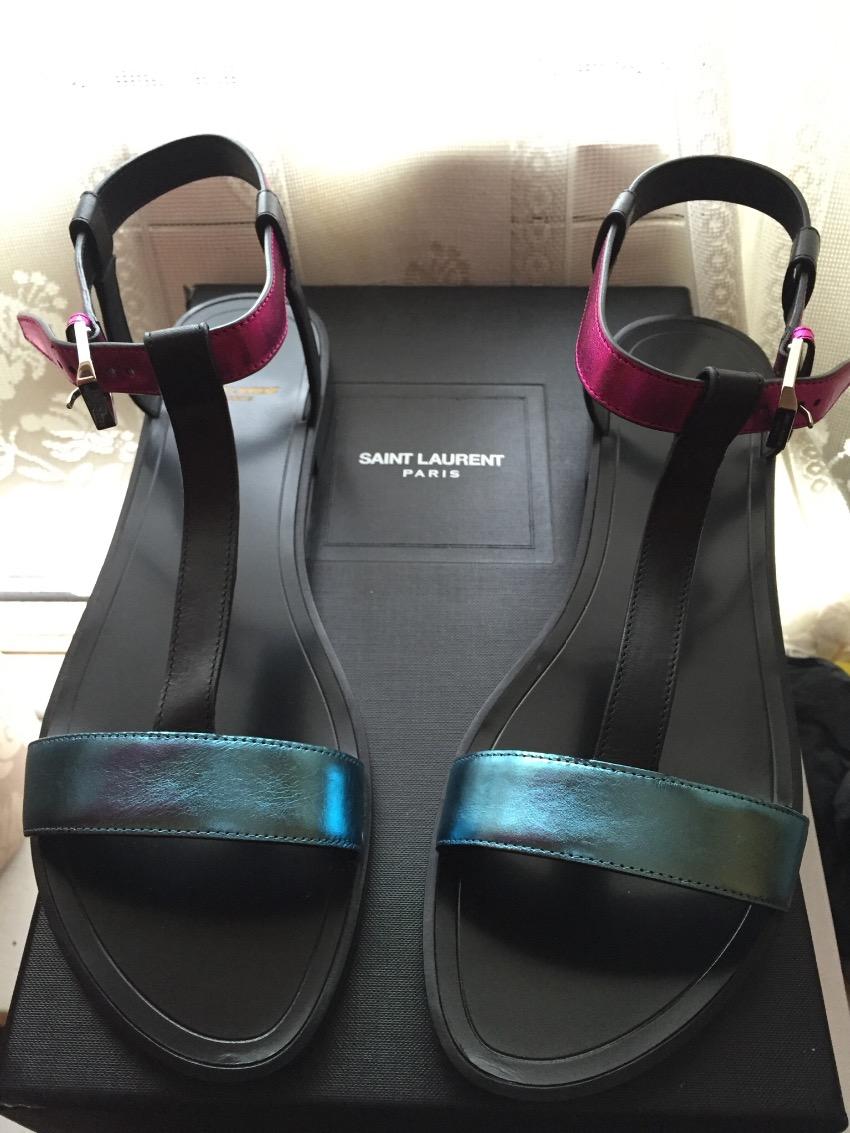 SAINT LAURENT Nu Pied T-strap Flat Sandal Shoe Flat