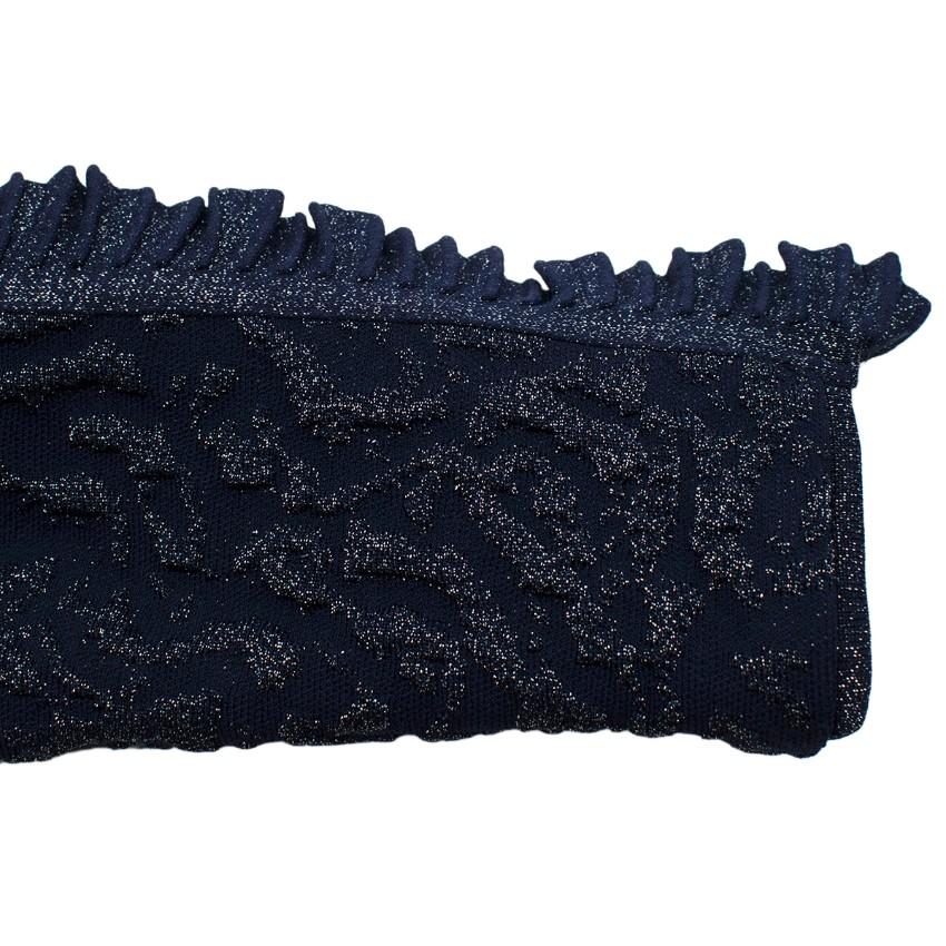 Antonino Valenti Navy with Metallic Thread Ruffled Dress