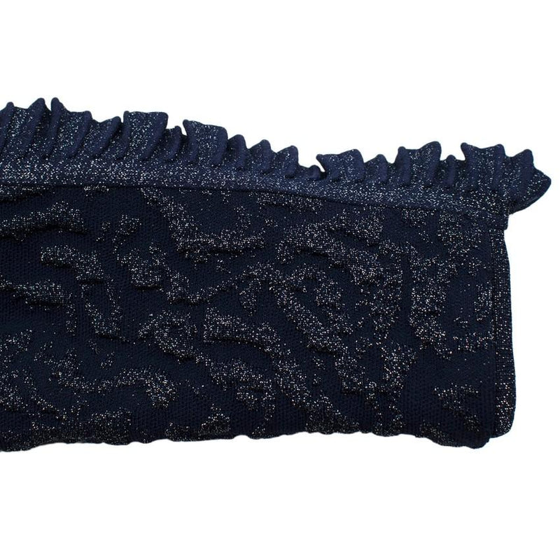 Antonino Valenti Navy with Metallic Thread Ruffled Dress