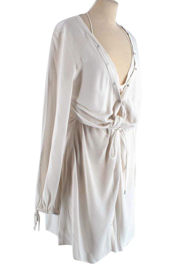 White Twist Placket Tunic Dress
