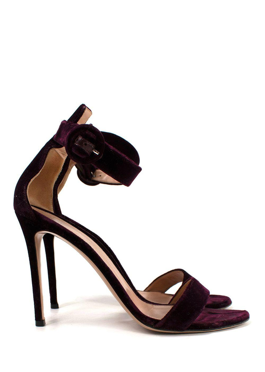 Gianvito Rossi Bordeaux Velvet Portofino Sandals