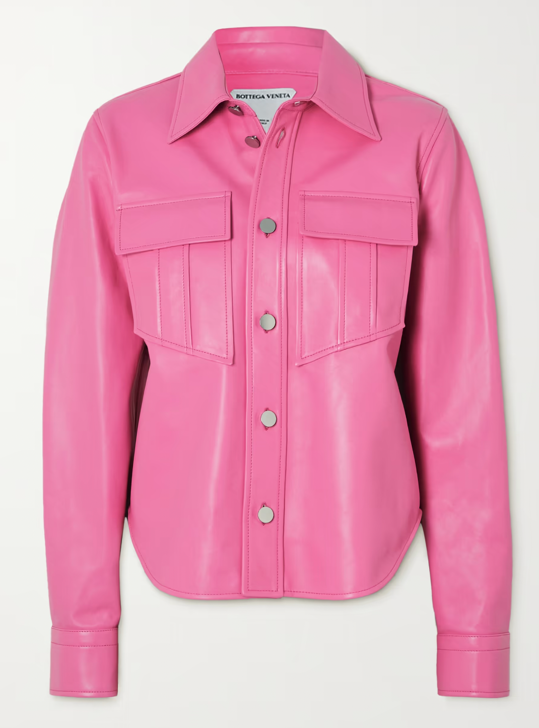 bubblegum pink leather shirt-jacket