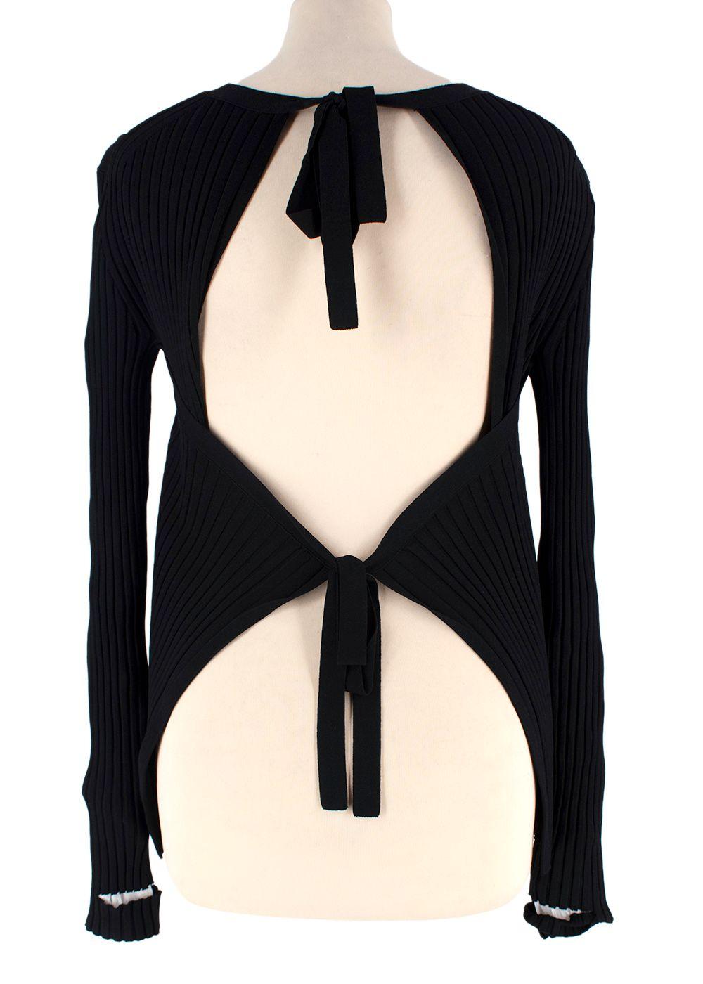 Helmut Lang Black Ribbed Bow Detail Backless Top