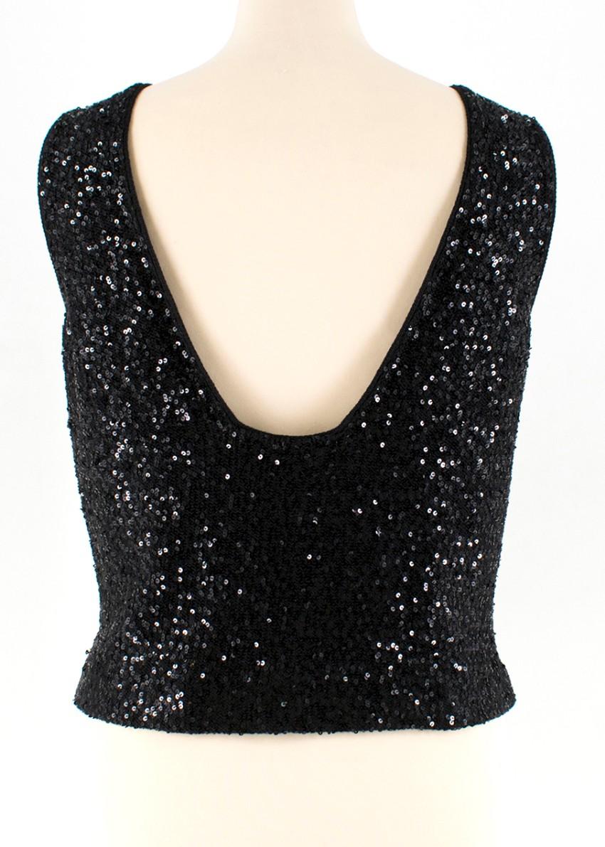 Bespoke Black Sequin Sleeveless Top