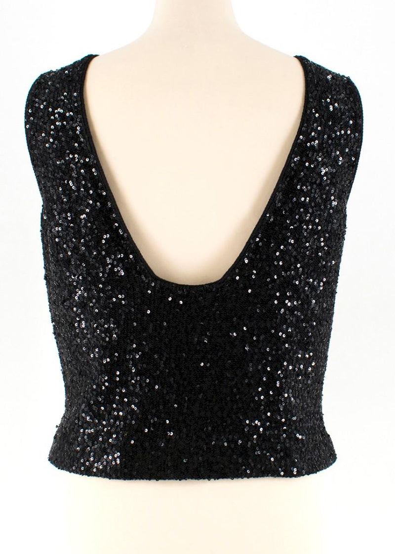 Bespoke Black Sequin Sleeveless Top
