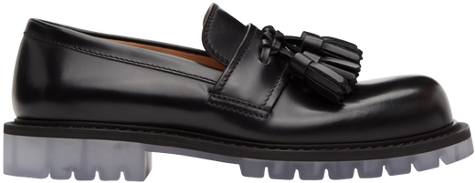 Bottega Veneta Black Tassel Loafers with Clear Sole Detail