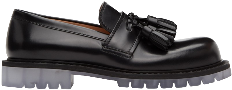 Bottega Veneta Black Tassel Loafers with Clear Sole Detail