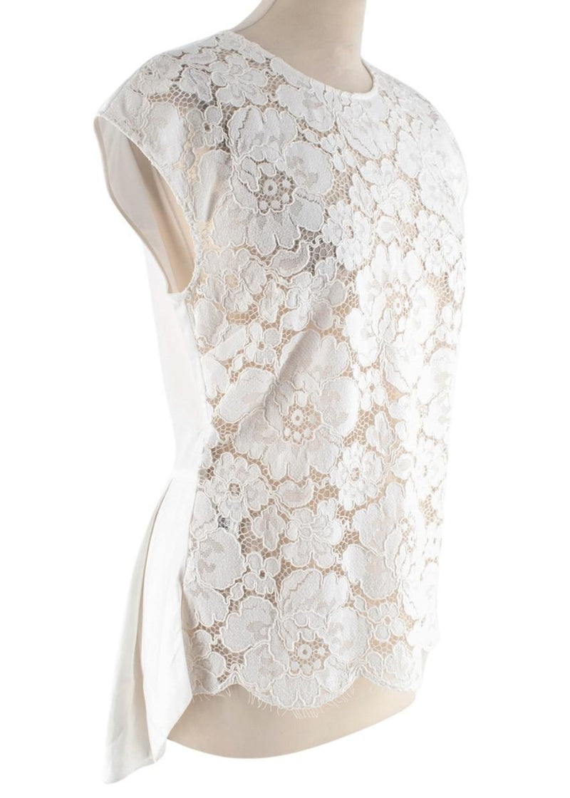 BCBG Max Azria White Lace-Front Shanine Top