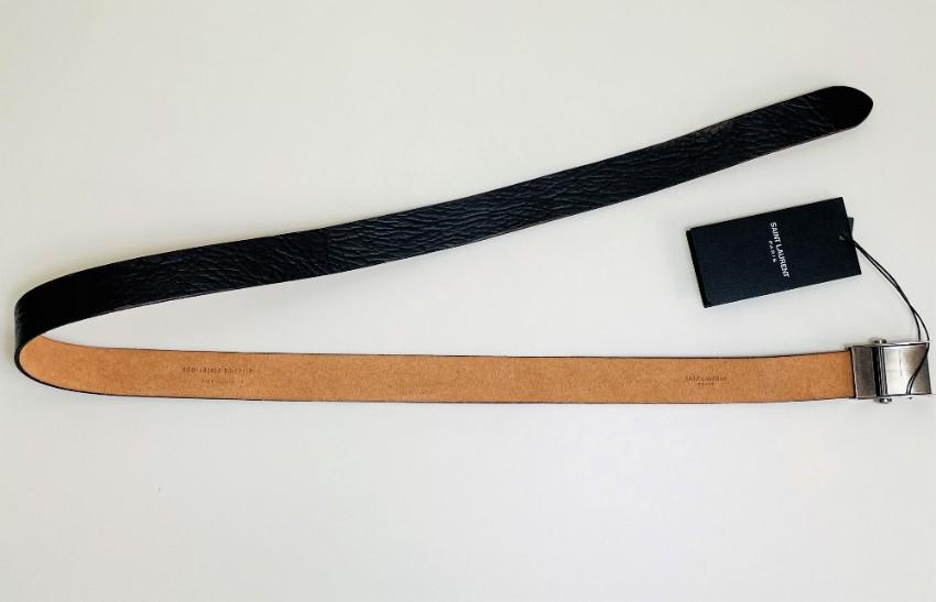 Saint Laurent Bellechasse Textured Leather Belt
