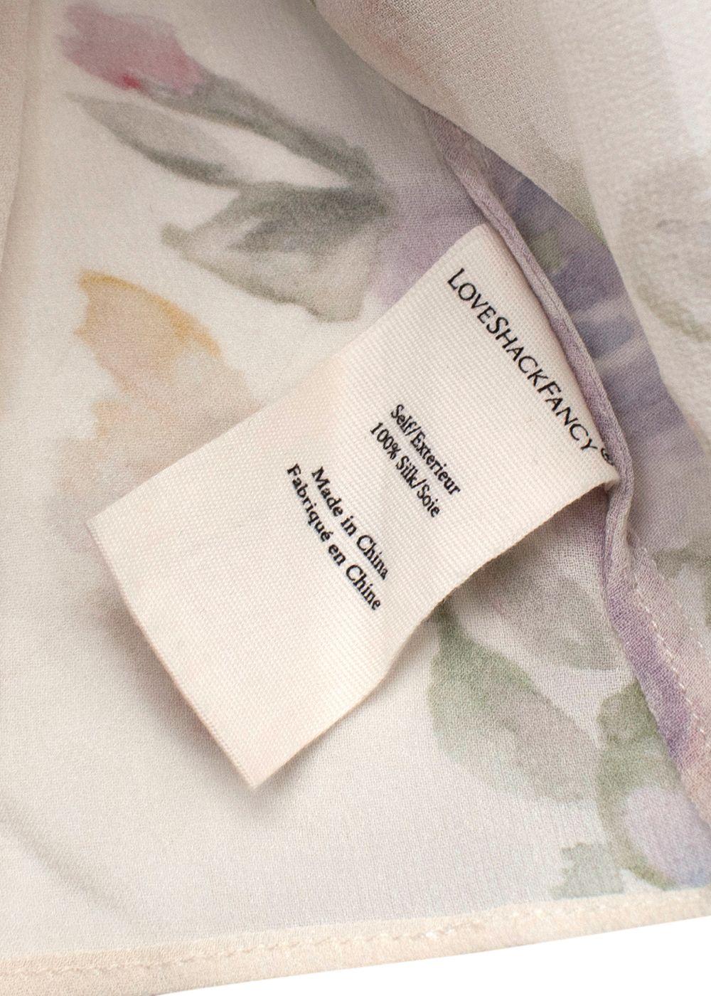 Love Shack Fancy Semi Sheer Silk Floral Printed Blouse