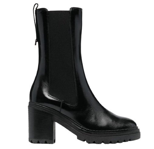 Sergio Rossi Black Round Toe Heeled Chelsea Boots