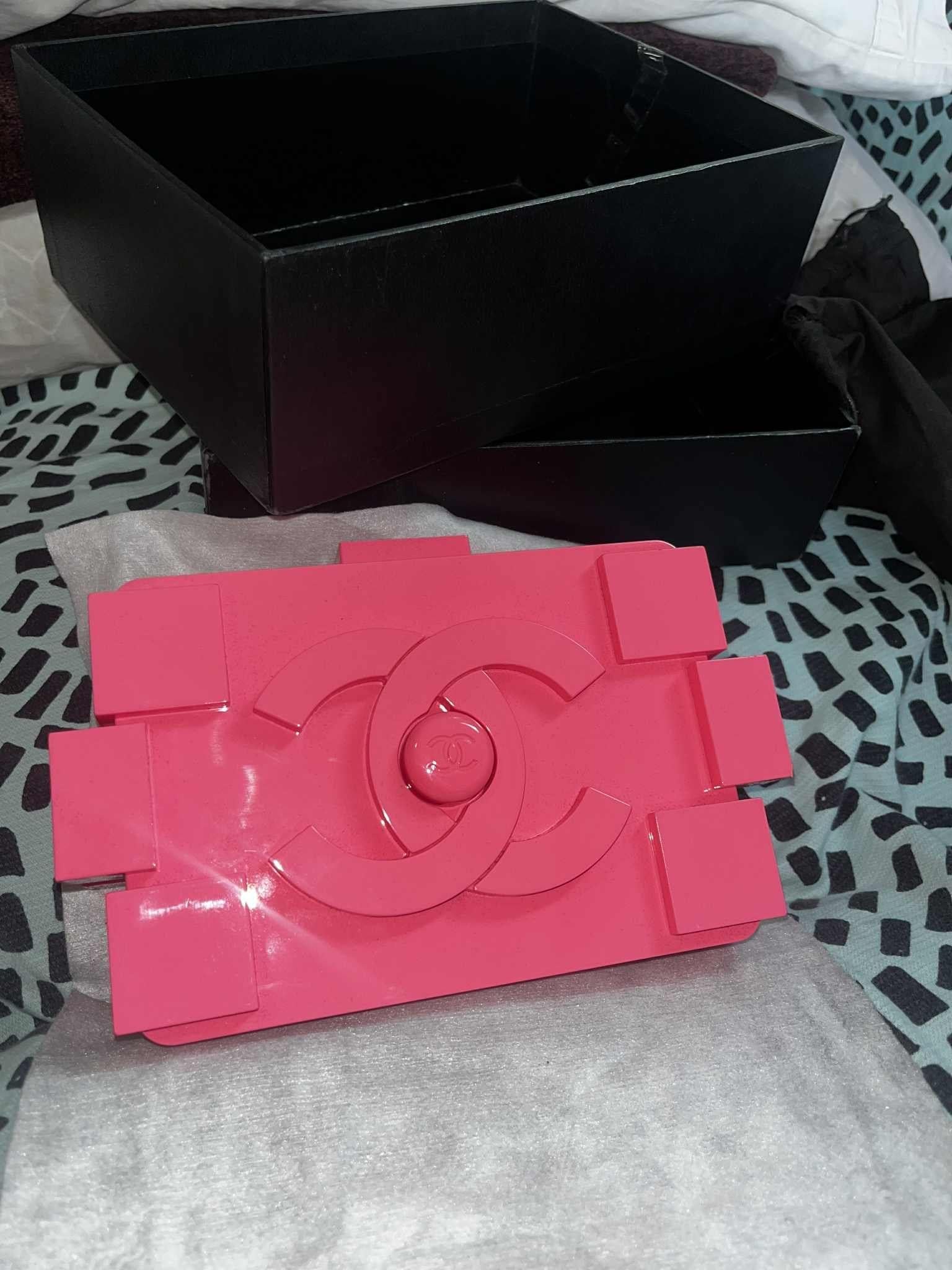 Chanel Pink Acrylic Lego Clutch on Chain