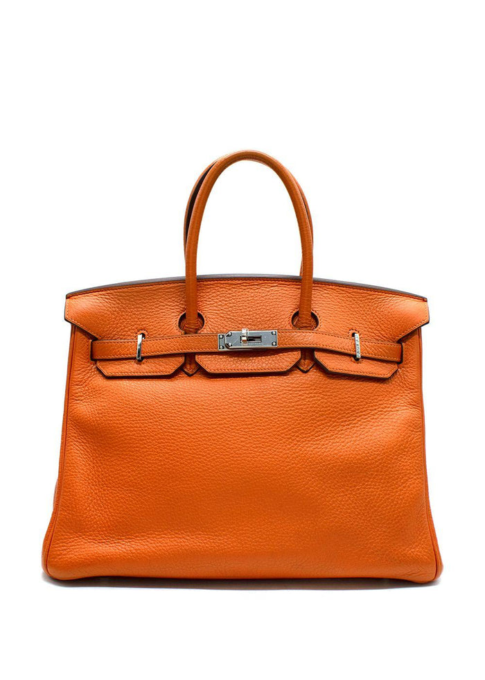 Hermes Birkin 35 in Orange H Taurillon Clemence Leather Palladium Hardware