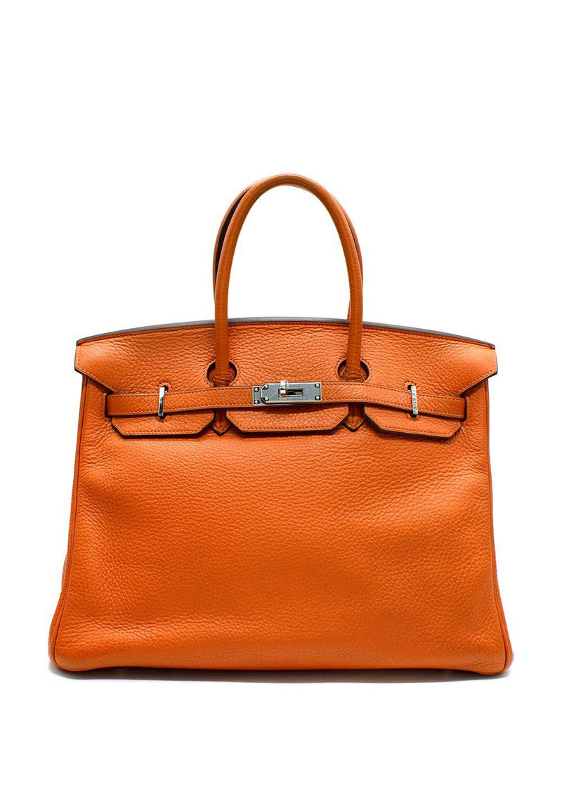 Hermes Birkin 35 in Orange H Taurillon Clemence Leather Palladium Hardware