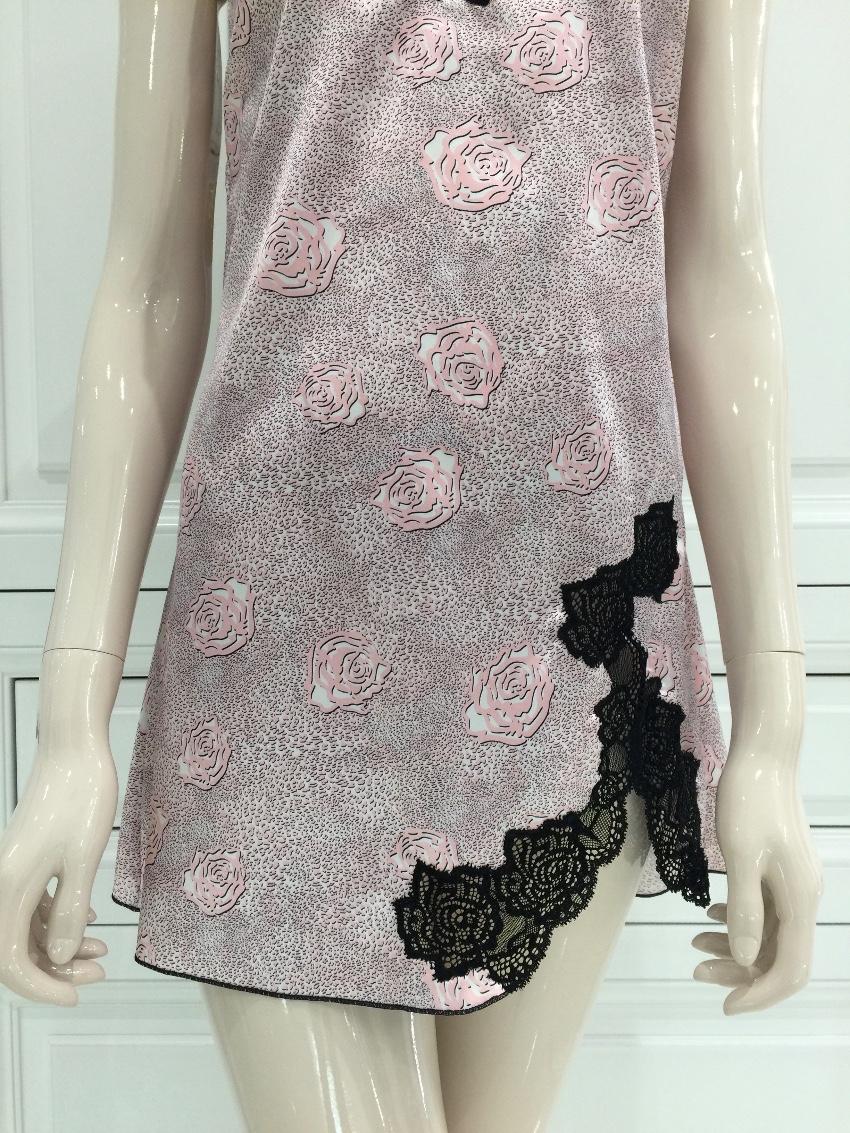 Cotton Club Couture Rose Satin & Leavers Lace Chemise