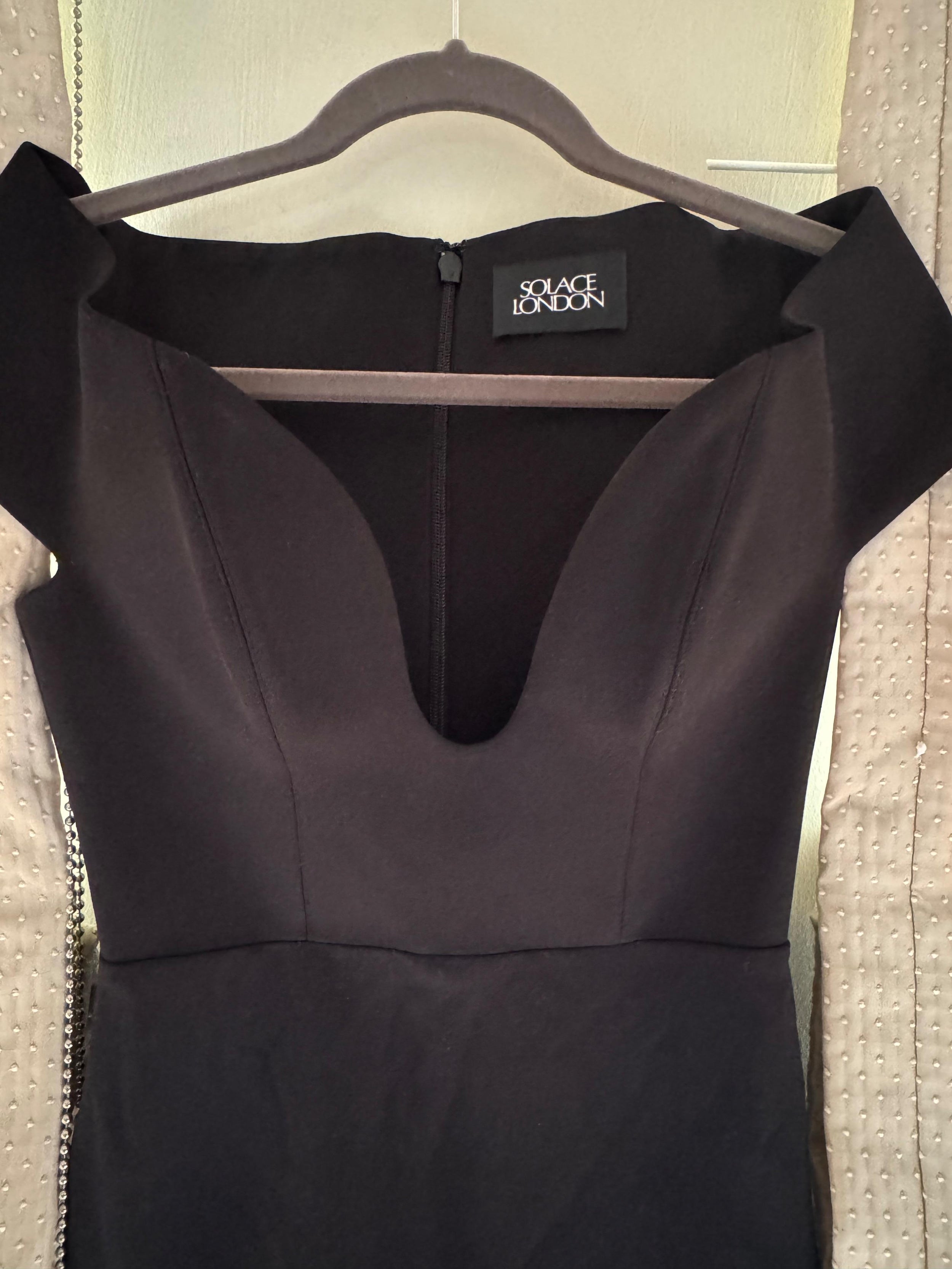 Black Off-The-Shoulder Stretch Mini Dress