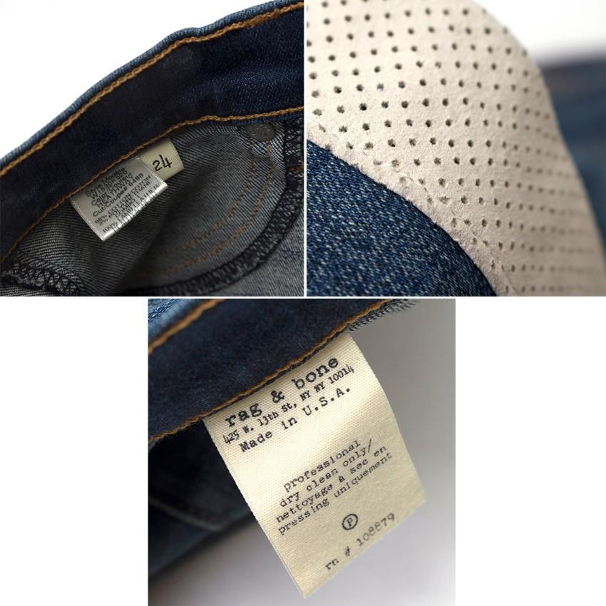 Rag and Bone Blue Skinny Jeans with White Stripe