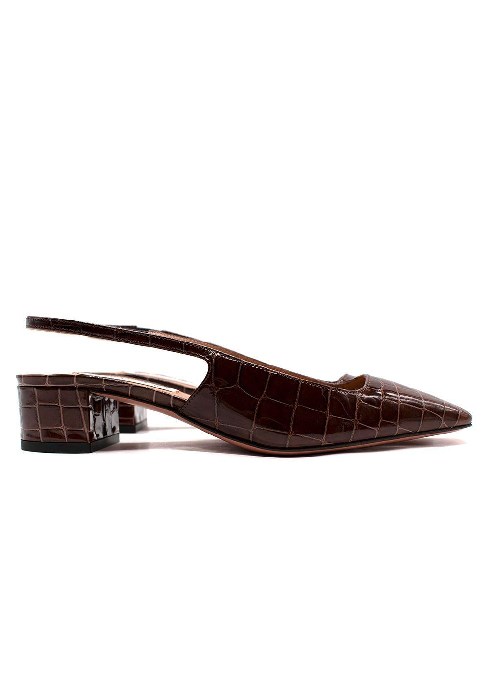 Aquazurra Ginza 35 Croc-Effect Slingback Pumps