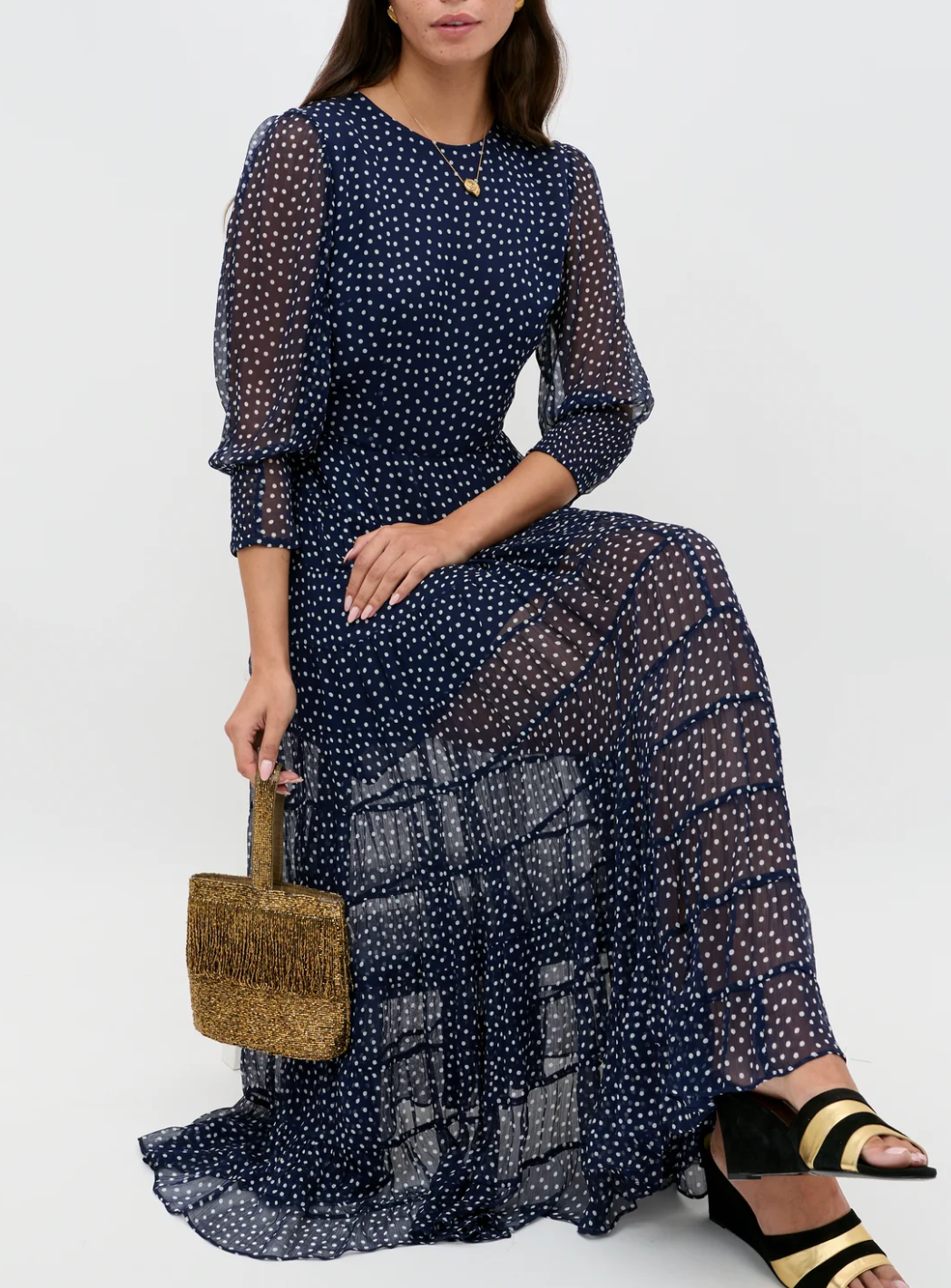 Rixo Kristen Georgette Midi Dress