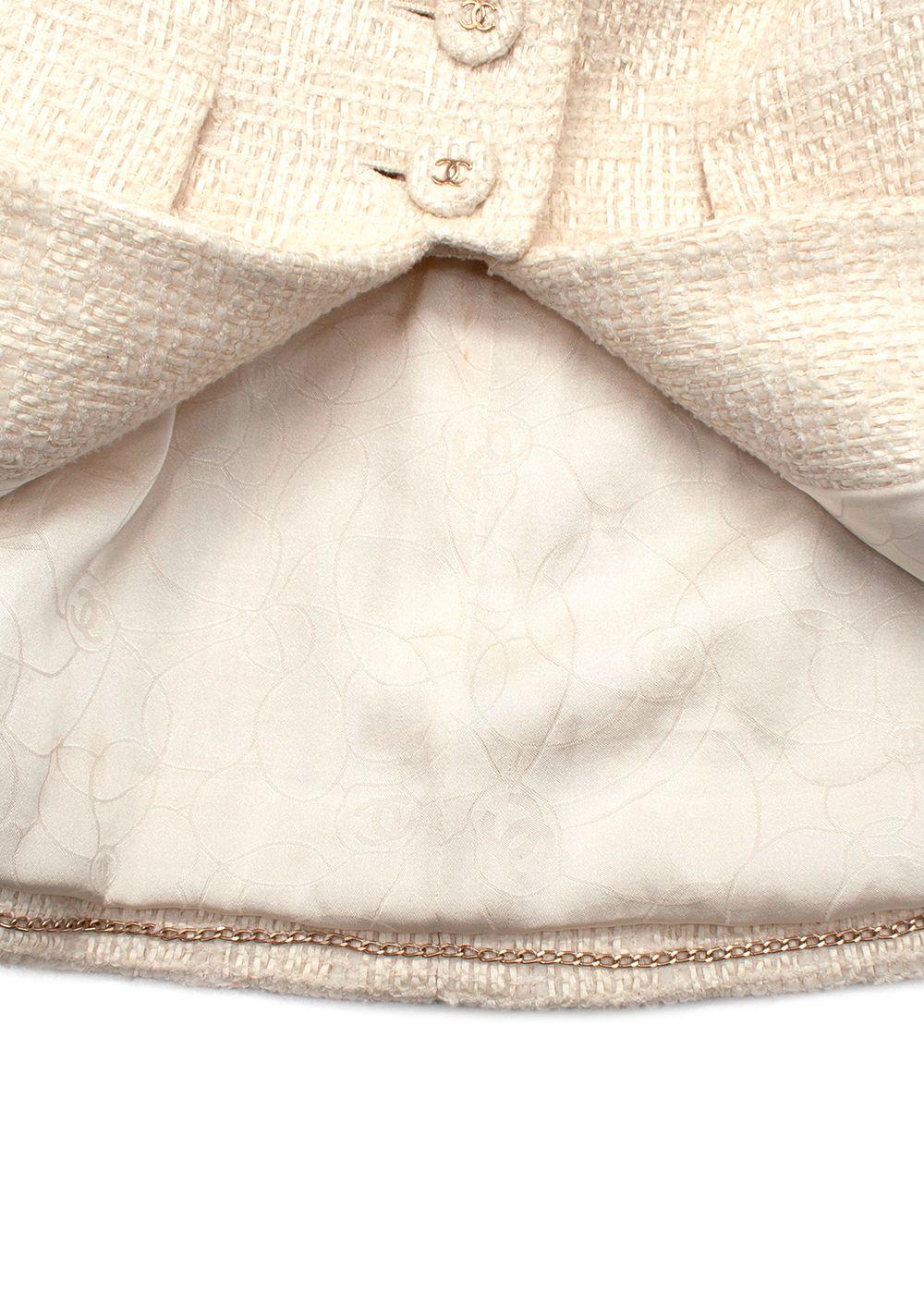 Chanel Cream 3/4 Length Sleeves Button Up Tweed Jacket