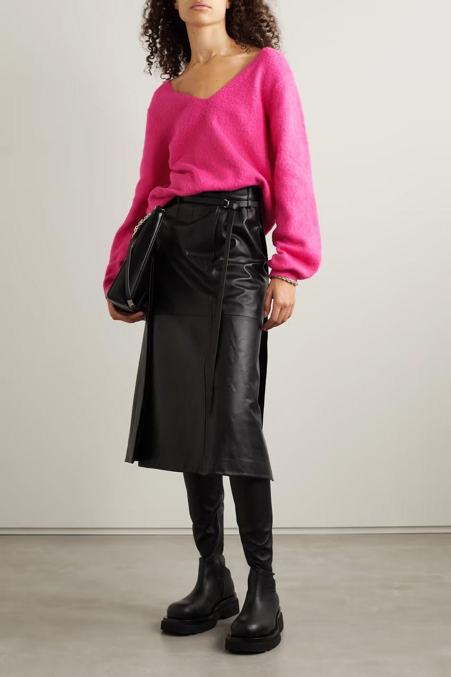 Black Leather Wrap Skirt