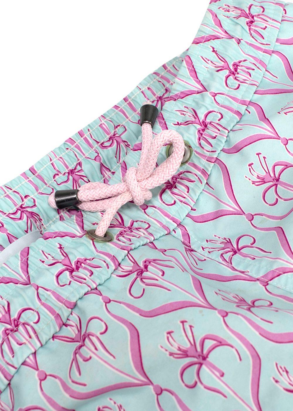 Pink House Mustique Mint and Pink Floral Shorts