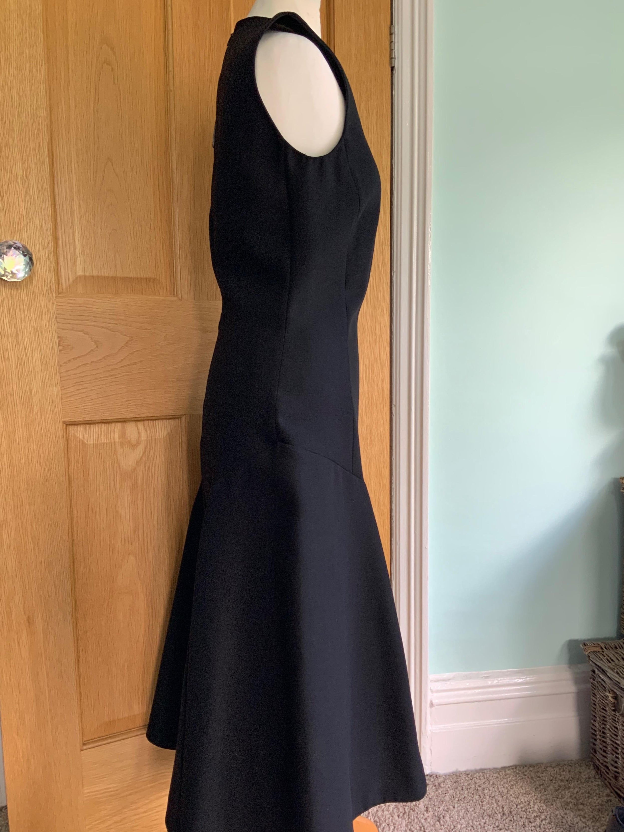 Black wool-twill Jackson pleated dress