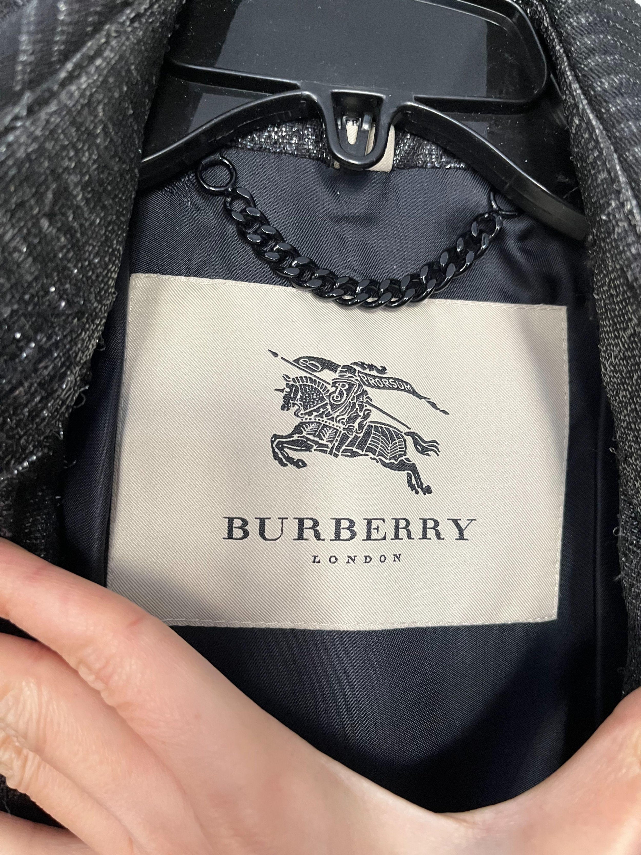 Black Lurex Woven Trench Coat