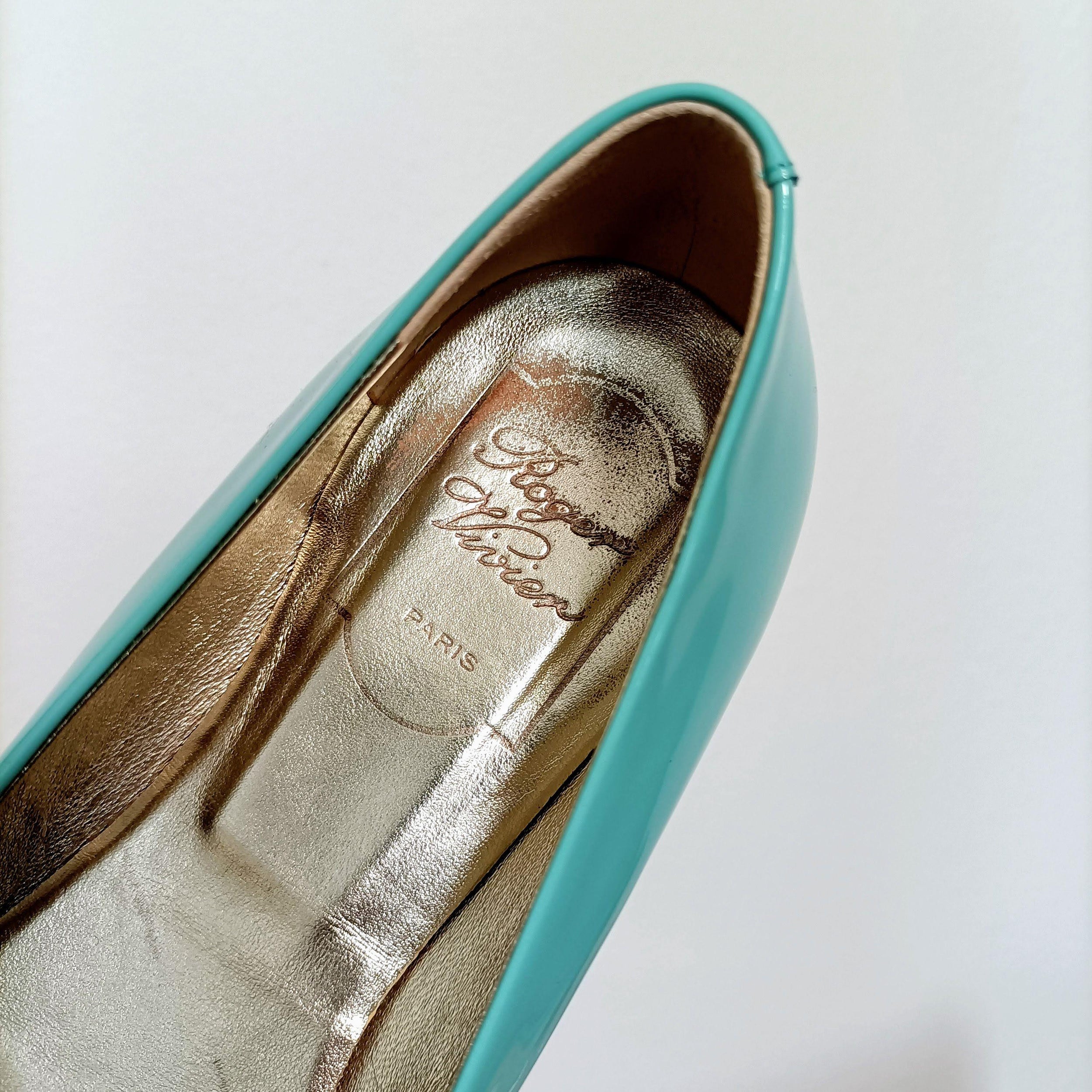Turquoise Patent Ballerinas