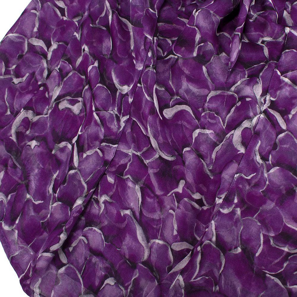 YSL Purple Floral-print Silk Blouse