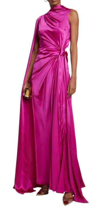Roksanda Fushia Orien Asymmetrical Silk Draped Gown