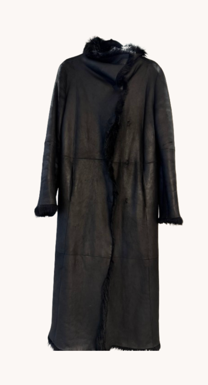 Joseph Black Maxi Shearling Coat
