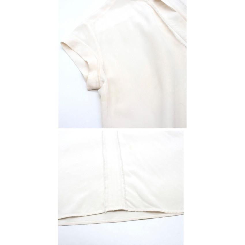 Vince fringe-trimmed silk-crepe shirt