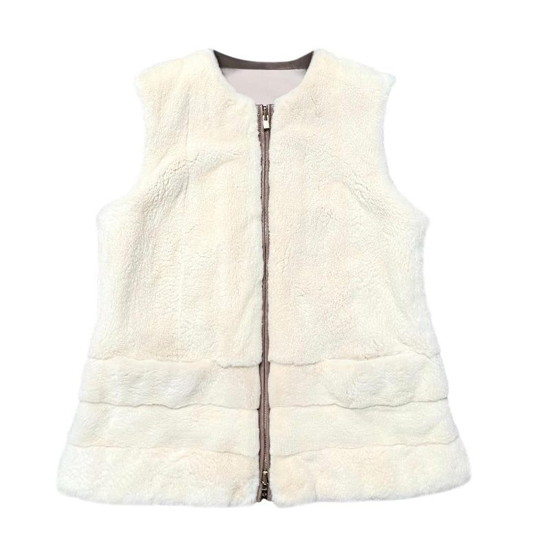 Loro Piana Cream Nylon & Shaved Mink Gilet