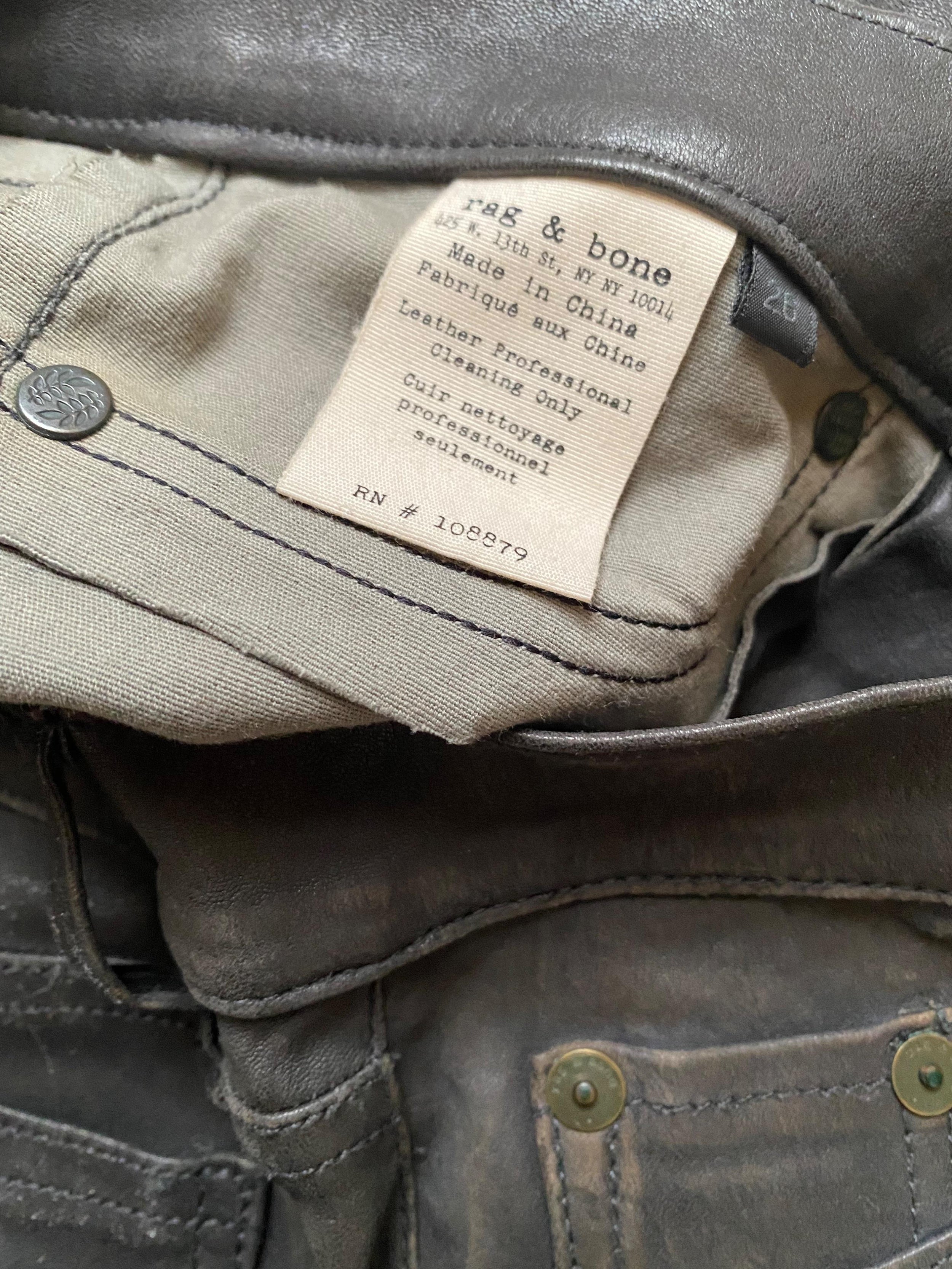 Grey Stretch Leather Trousers