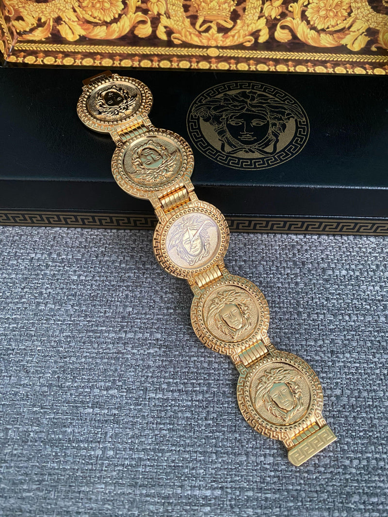 Vintage Gold Plated Medusa Head Coin Watch
